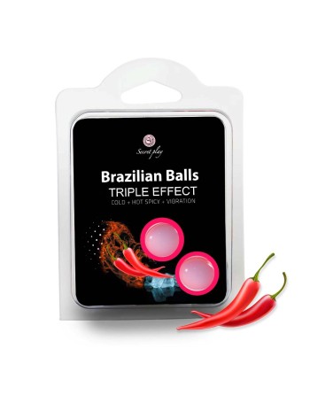 2 boules de massage brésiliennes triple effet froid, chaud et vibration - BZ3699